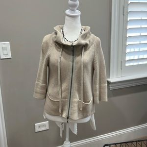 Theory knit quarter sleeve zip up sweater